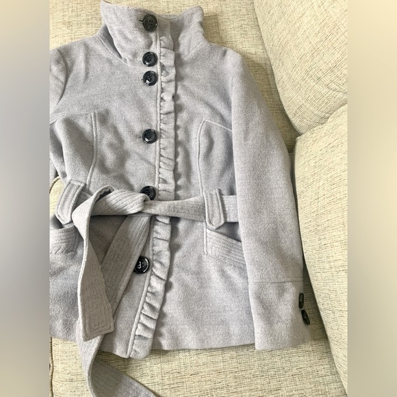 STEVE MADDEN Pea Coat with Ruffle Detail in Gray, Size XL (Juniors) - Picture 3 of 5